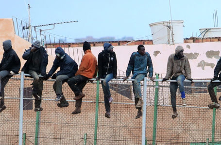égulièrement, les migrants tentent de franchir les grillages dressés pour empêcher leur passage en territoire espagnol, comme ici dans l’enclave de Melilla, en février 2015. © AFP